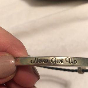 Silver and leather Adjustable bracelet